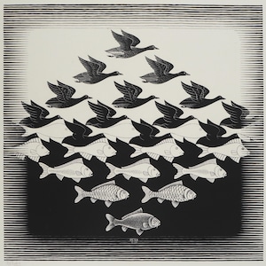 M.C. ESCHER: Between Sky and Water, facsimile firmato, 2008, 450 esemplari