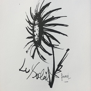 Bernard BUFFET : The Sun , Original signed ETCHING from an India ink drawing , Referenced, 1961, 197 copies