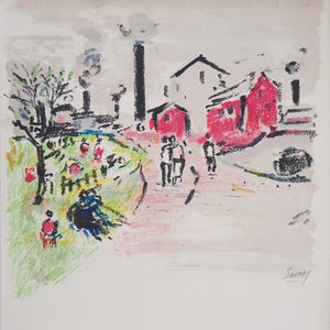 Robert SAVARY - Montmartre Wasteland - Signed Original Lithograph - Paris 1969