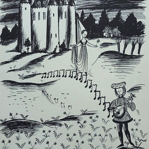 PEYNET Raymond - The player of mandolin - Humorous signed ETCHING - 1943