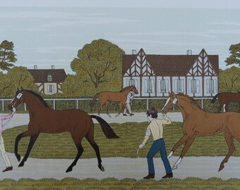 HADDELSEY Vincent :  Pure horses training  - Signed and numbered Original LITHOGRAPH,  100 copies + certificate