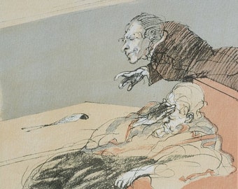 Claude WEISBUCH : Original LITHOGRAPH, The hypnotist, Arches Vellum paper, 1984  + certificate