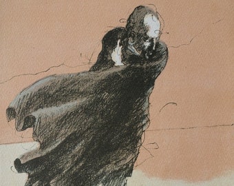 Claude WEISBUCH : Man with the cape - Original LITHOGRAPH, 1984 + certificate