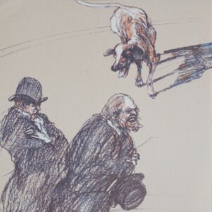 Claude WEISBUCH : Original LITHOGRAPH - The lawyers and the dog - Arches Vellum paper  + certificate