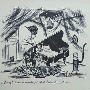 PEYNET Raymond - The pianist - Humorous signed ETCHING, 1943