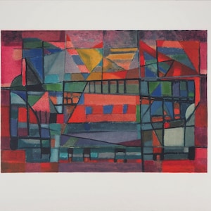 Alfred MANESSIER: La costruzione dell'arco, litografia firmata, 1974