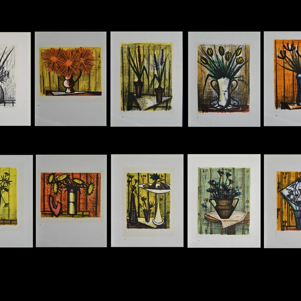 Bernard BUFFET : Les fleurs,  10 LITHOGRAPHIES, 1967 par MOURLOT