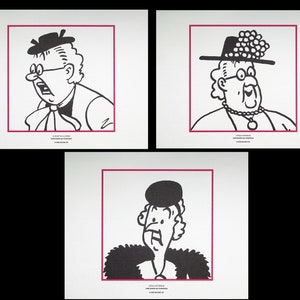 HERGÉ : TINTIN (The old ladies), Set of 3 characters, 3 lithographs ex libris, 2011