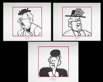 HERGÉ : TINTIN (The old ladies), Set of 3 characters, 3 lithographs ex libris, 2011