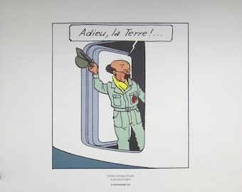 HERGE (after) - TINTIN Moonshot - 3 lithographs ex libris, 2010