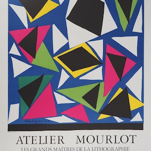 Henri MATISSE: Carte ritagliate, Atelier Mourlot, Manifesto litografico originale firmato, 1984