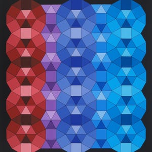 Victor VASARELY : Composition cinétique en rouge, noir et violet (YKA, Sérigraphie originale (photo de détail 3) - Crédit photo : Galerie Art.Paris