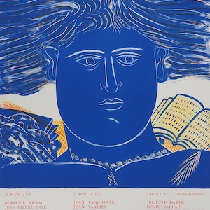 Alekos FASSIANOS: Poetas en Sologne – Cartel en litografía original firmada, 1983