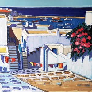 Jean-Claude QUILICI : Summer at Mykonos, Signed and numbered LITHOGRAPH, 250 pieces