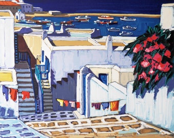 Jean-Claude QUILICI : Eté à Mykonos - LITHOGRAPHIE signée et numérotée au crayon, 250ex