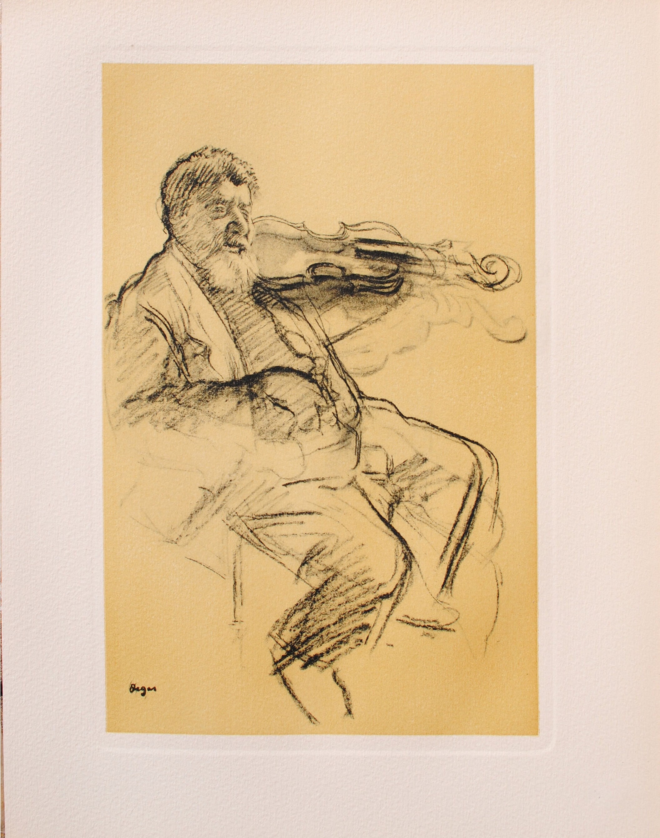 Edgar DEGAS : The Violinist - Signed etching, 1948 with certificate