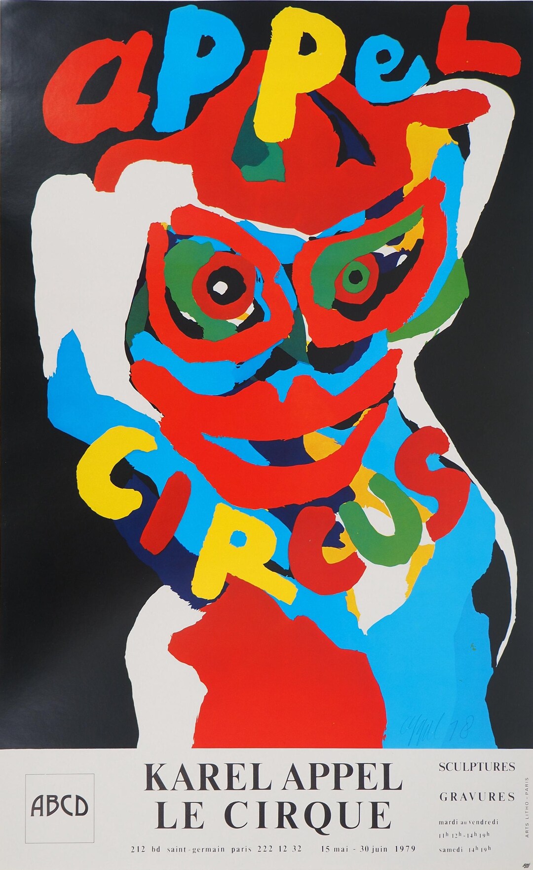 Karel APPEL: the Circus, Original Signed Lithograph Poster, 1979 - Etsy