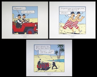 HERGE (after) - TINTIN : Land of black gold - 3 lithographs ex libris, 2011