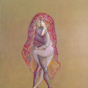 Leonor FINI : Love on the sly, Original signed LITHOGRAPH, 1980