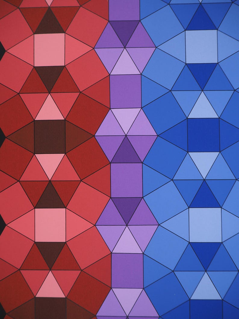 Victor VASARELY : Composition cinétique en rouge, noir et violet (YKA, Sérigraphie originale (photo de détail 4) - Crédit photo : Galerie Art.Paris