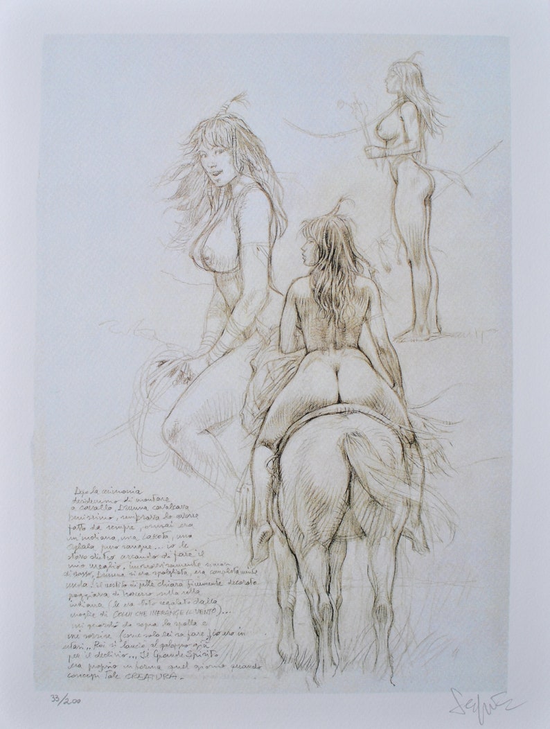 Paolo SERPIERI : The riders, Erotic signed print, 2009, 200 copies image 1