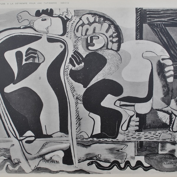 LE CORBUSIER : Femmes et Cheval, GRAVURE d'époque signée, 1938