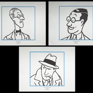 HERGE (after) - TINTIN (The press) - Set of 3 characters - 3 lithographs ex libris, 2011