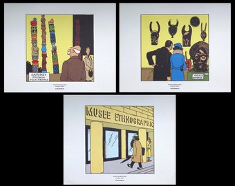 HERGÉ : TINTIN - The broken ear, 3 lithographs ex libris, 2010