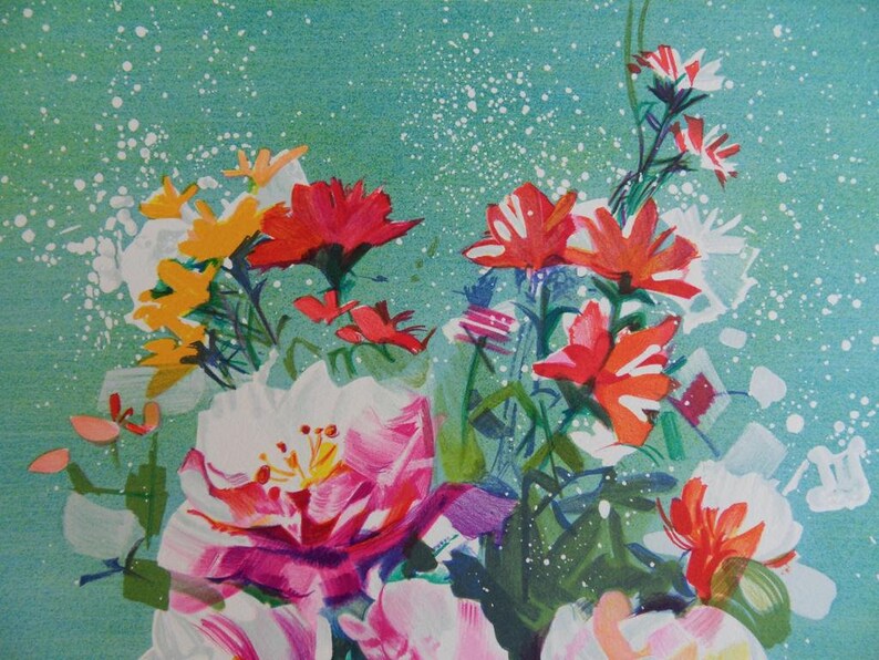 The old roses Original signed LITHOGRAPH certificate Claude MARS 250 copies