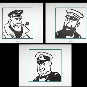 HERGÉ : TINTIN The Captains, 3 lithographs ex libris, 2011