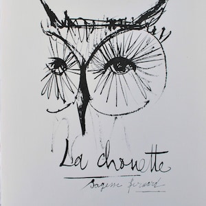 Bernard BUFFET : The owl, Original signed etching, Referenced, 1961, 197 copies