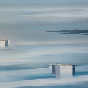 DENOEL :  The Leman lake in Switzerland - Original LITHOGRAPH pencil signed and numbered, 600 copies + certificate