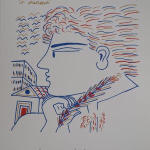 Alekos FASSIANOS: Giochi Olimpici, Atleta Vincitore, LITOGRAFIA firmata, 2004