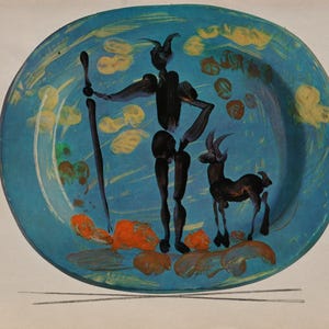 Pablo PICASSO – Madoura Plate “The Shepherd” – LITOGRAPH after Original Ceramic