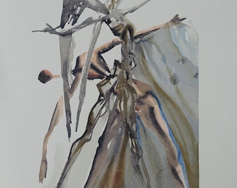Salvador DALI: Purgatory 4, The Negligent, Original Engraving, DIVINE COMEDY, 1960