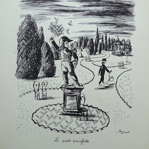 PEYNET Raymond - The small pacifist, Humorous signed ETCHING, 1943