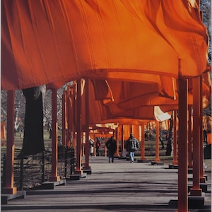 CHRISTO e Jeanne-Claude: The Gates, Central Park New York City, poster vintage originale firmato