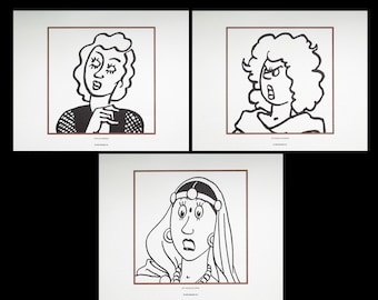 HERGÉ : TINTIN Famous women, 3 lithographs ex libris, 2011