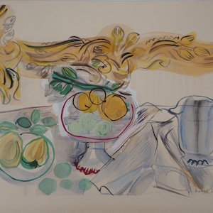 Raoul DUFY: Coppa di frutta sul tavolo – Litografia firmata con pochoir, 1953