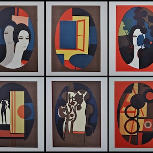 André MINAUX: Portraits and life scenes, 6 original lithographs, 1962 by MOURLOT