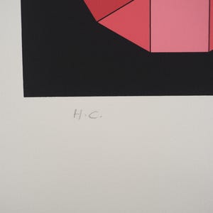 Victor VASARELY : Composition cinétique en rouge, noir et violet (YKA, Sérigraphie originale (photo de détail 8) - Crédit photo : Galerie Art.Paris