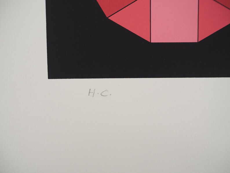Victor VASARELY : Composition cinétique en rouge, noir et violet (YKA, Sérigraphie originale (photo de détail 8) - Crédit photo : Galerie Art.Paris