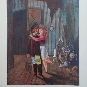 Raymond PEYNET : Le chien méchant, GRAVURE vintage signée et datée, 1943
