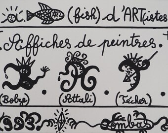 Robert COMBAS: Signed Original Screenprint A-Fish d'ART(tiste), 1993 Contemporary Art