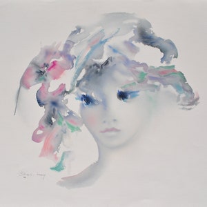 Shan MERRY : Young thinking girl - Original signed LITHOGRAPH, Artist&#39;s proof + certificate