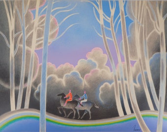 ヴィンテージの大型でカラフルなリトグラフ「ROMANCE」 - Albert