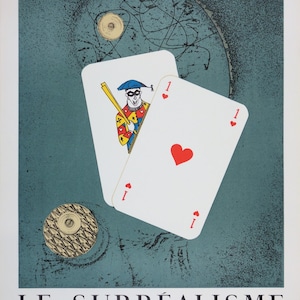 Litografía original Max ERNST – El Surrealismo (Póker, cartas) 1964 – Taller Mourlot – 74x50 cm – Cartel de exposición