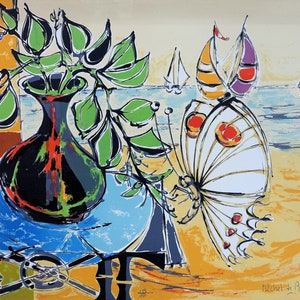 Michel De ALVIS : The Butterfly, Original signed and numbered LITHOGRAPH, 150 copies