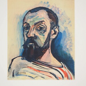Henri MATISSE: Litografía Autorretrato con Camiseta Marinera, Cartel Vintage Firmado 1954