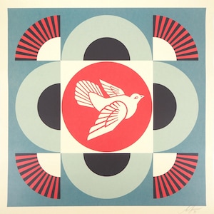 Shepard FAIREY: Geometric Dove Blue – Serigrafía firmada, 2021